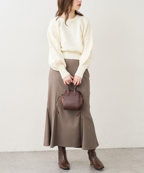 natural couture(ナチュラルクチュール)の「【WEB限定カラー有り】つぶつぶお花ニット(ニット/セーター・レディース・グレー/オフホワイト/ライトベージュ/グリーン/ピンク・FREE)」の12枚目の写真
