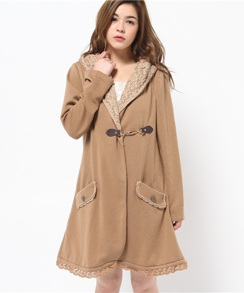 axes femme(アクシーズファム)の「ビット付き裏起毛パーカー(カーディガン/ボレロ・レディース・杢グレー/ブラック/キャメル・MEDIUM)」の3枚目の写真