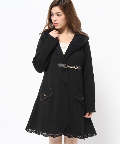 axes femme(アクシーズファム)の「ビット付き裏起毛パーカー(カーディガン/ボレロ・レディース・杢グレー/ブラック/キャメル・MEDIUM)」の2枚目の写真