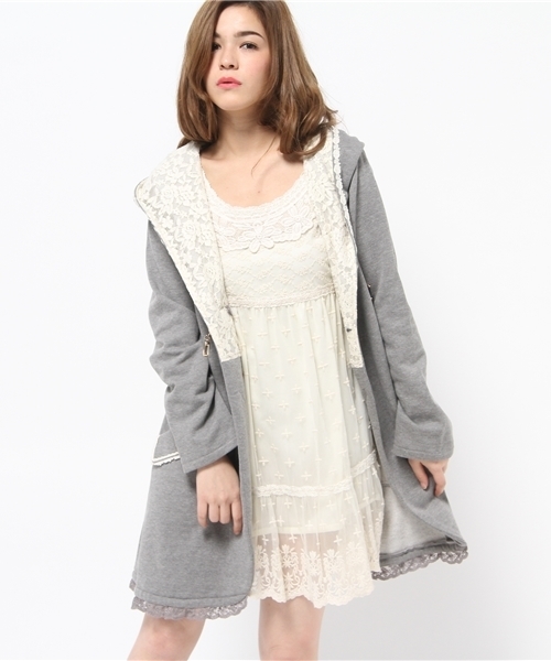 axes femme(アクシーズファム)の「ビット付き裏起毛パーカー(カーディガン/ボレロ・レディース・杢グレー/ブラック/キャメル・MEDIUM)」の7枚目の写真