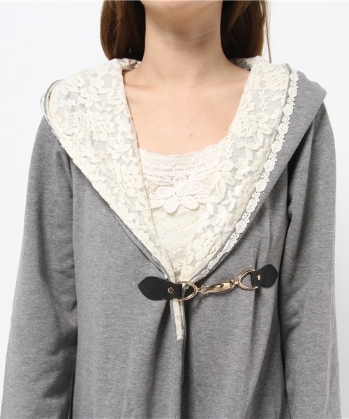 axes femme(アクシーズファム)の「ビット付き裏起毛パーカー(カーディガン/ボレロ・レディース・杢グレー/ブラック/キャメル・MEDIUM)」の8枚目の写真