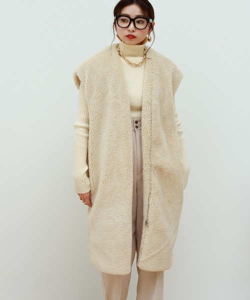 Birthday room(バースデイルーム)の「ボアロングベスト(ベスト・レディース・ブラック/ナチュラル/ブラウン・FREE)」の17枚目の写真