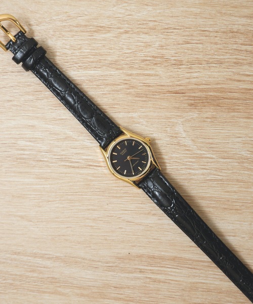 カシオ　アナログ腕時計　新品　ブラックレザーベルト　海外モデル　プレゼント