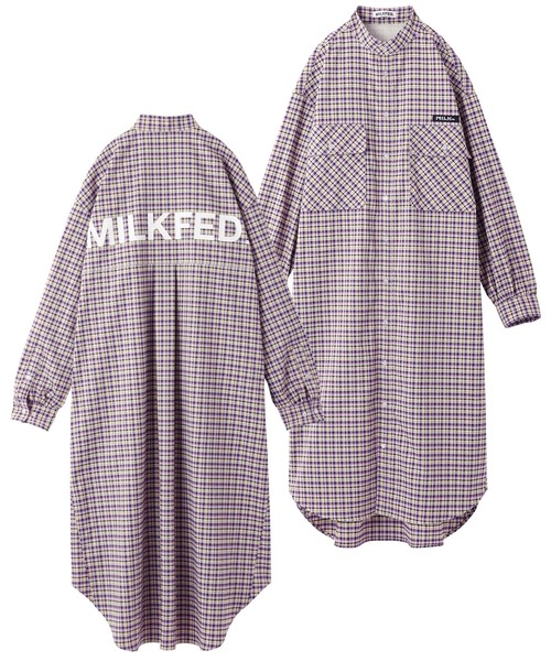 MILKFED.(ミルクフェド)の「STAND COLLAR PLAID DRESS(ワンピース・レディース・ライトブルー/ライトパープル・ONE SIZE)」の6枚目の写真
