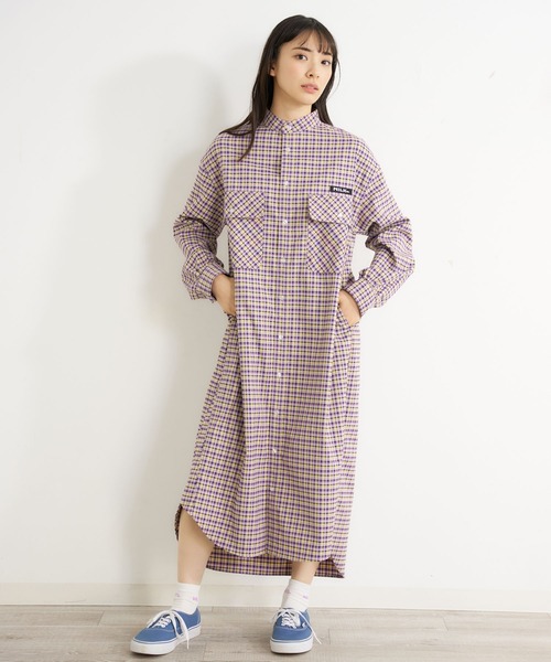 MILKFED.(ミルクフェド)の「STAND COLLAR PLAID DRESS(ワンピース・レディース・ライトブルー/ライトパープル・ONE SIZE)」の15枚目の写真