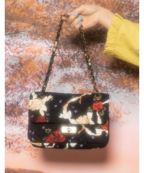 Little sunny bite（リトルサニーバイト）の「little sunny bite と pink house Flower print 2way bag（ハンドバッグ・レディース・ブラック/ブラウン/ピンク・FREE）」の2枚目の写真