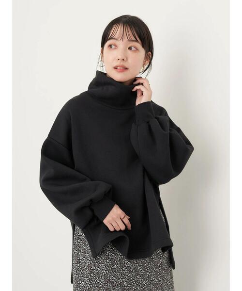 earth music&ecology（アースミュージックアンドエコロジー）の「裏起毛スウェットハイネックチュニック（Tシャツ/カットソー・レディース・ブラック/ホワイト系その他2/ブラウン・FREE）」の5枚目の写真