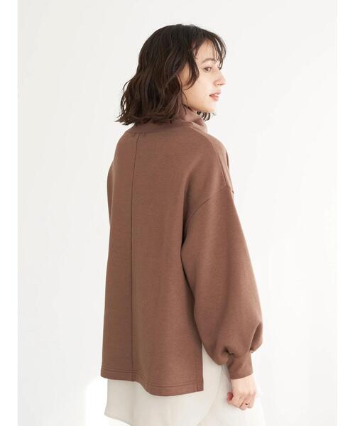 earth music&ecology（アースミュージックアンドエコロジー）の「裏起毛スウェットハイネックチュニック（Tシャツ/カットソー・レディース・ブラック/ホワイト系その他2/ブラウン・FREE）」の15枚目の写真