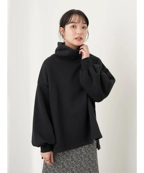 earth music&ecology（アースミュージックアンドエコロジー）の「裏起毛スウェットハイネックチュニック（Tシャツ/カットソー・レディース・ブラック/ホワイト系その他2/ブラウン・FREE）」の21枚目の写真