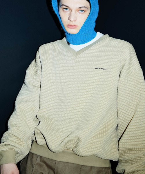 【ANOTHERYOUTH/アナザーユース】quilting v neck mtm/キルティング Vネック エムティーエム スウェット