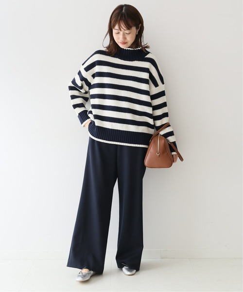 SLOBE IENA（スローブイエナ）の「ワッフルボーダー/エンブロイダリープルオーバー◆（ニット/セーター・レディース・ホワイト/ネイビー/ブラック系その他・FREE）」の4枚目の写真