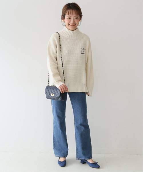 SLOBE IENA（スローブイエナ）の「ワッフルボーダー/エンブロイダリープルオーバー◆（ニット/セーター・レディース・ホワイト/ネイビー/ブラック系その他・FREE）」の12枚目の写真