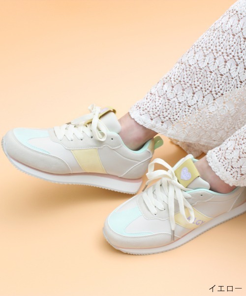 algy（アルジー）の「（ALGY） レトロ配色 ロゴスニーカー（スニーカー・キッズ・イエロー/ピンク/ブラック・21.0cm/24.0cm/22.0cm/23.0cm/20.0cm）」の3枚目の写真