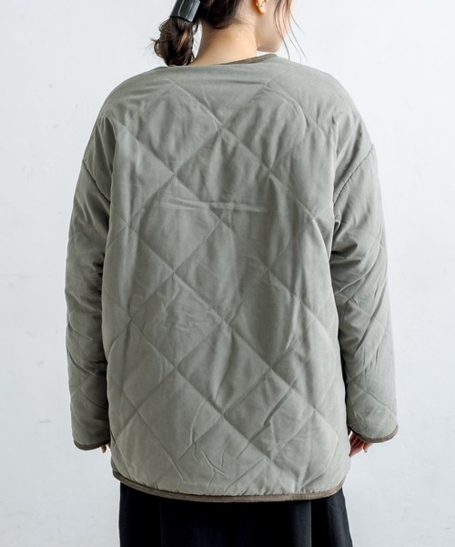 PUAL CE CIN（ピュアルセシン）の「キルト×ボアリバーシブルコート（ノーカラーコート・レディース・カーキ/ブラウン系その他/ベージュ系その他・FREE）」の14枚目の写真