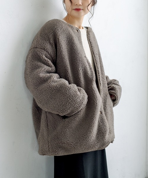 PUAL CE CIN（ピュアルセシン）の「キルト×ボアリバーシブルコート（ノーカラーコート・レディース・カーキ/ブラウン系その他/ベージュ系その他・FREE）」の16枚目の写真