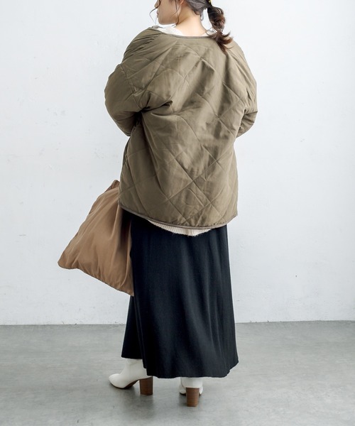 PUAL CE CIN（ピュアルセシン）の「キルト×ボアリバーシブルコート（ノーカラーコート・レディース・カーキ/ブラウン系その他/ベージュ系その他・FREE）」の19枚目の写真