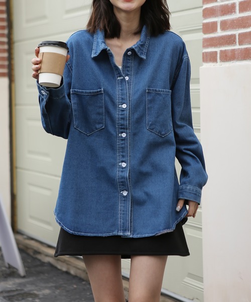 MAISON DE THERESE(メゾン ド テレーズ)の「デニムシャツ(シャツ/ブラウス・レディース・インディゴブルー・MEDIUM/LARGE)」の2枚目の写真