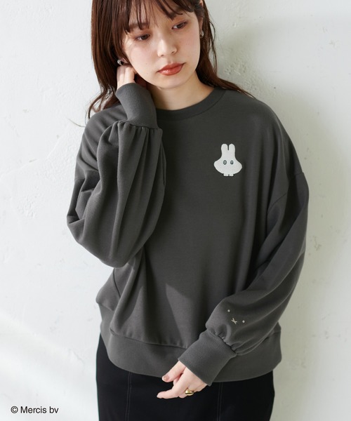 natural couture（ナチュラルクチュール）の「【ミッフィーコラボ】ふわもこフェイススウェット（パーカー・レディース・チャコールグレー/オフホワイト/モカ・FREE）」の10枚目の写真