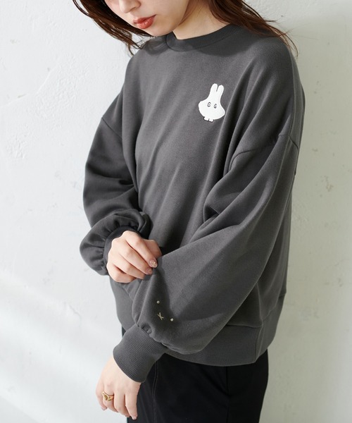 natural couture（ナチュラルクチュール）の「【ミッフィーコラボ】ふわもこフェイススウェット（パーカー・レディース・チャコールグレー/オフホワイト/モカ・FREE）」の11枚目の写真