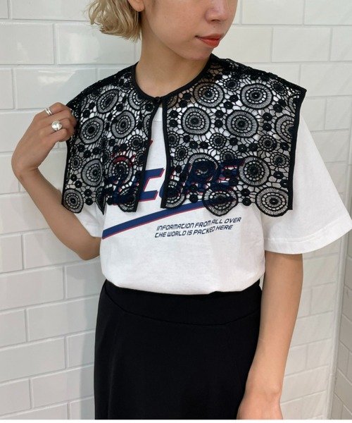 CIAOPANIC（チャオパニック）の「スクエアレース付け襟（付け襟・レディース・ブラック/オフホワイト・ONESIZE）」の2枚目の写真