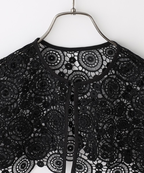 CIAOPANIC（チャオパニック）の「スクエアレース付け襟（付け襟・レディース・ブラック/オフホワイト・ONESIZE）」の3枚目の写真