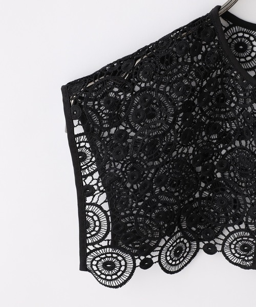 CIAOPANIC（チャオパニック）の「スクエアレース付け襟（付け襟・レディース・ブラック/オフホワイト・ONESIZE）」の4枚目の写真