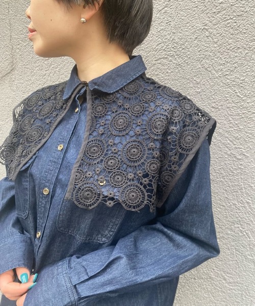 CIAOPANIC（チャオパニック）の「スクエアレース付け襟（付け襟・レディース・ブラック/オフホワイト・ONESIZE）」の20枚目の写真