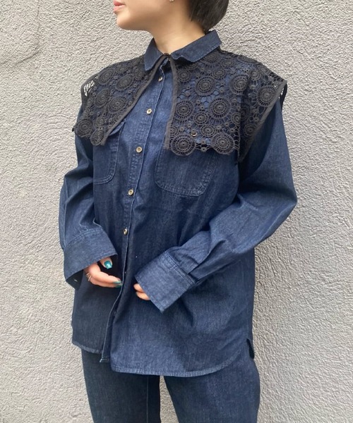 CIAOPANIC（チャオパニック）の「スクエアレース付け襟（付け襟・レディース・ブラック/オフホワイト・ONESIZE）」の21枚目の写真