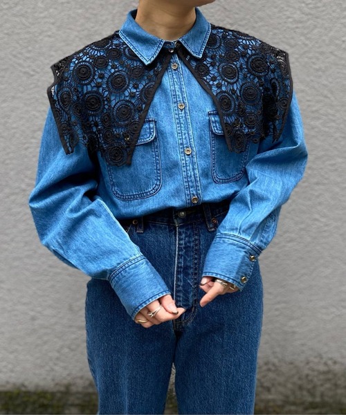 CIAOPANIC（チャオパニック）の「スクエアレース付け襟（付け襟・レディース・ブラック/オフホワイト・ONESIZE）」の18枚目の写真