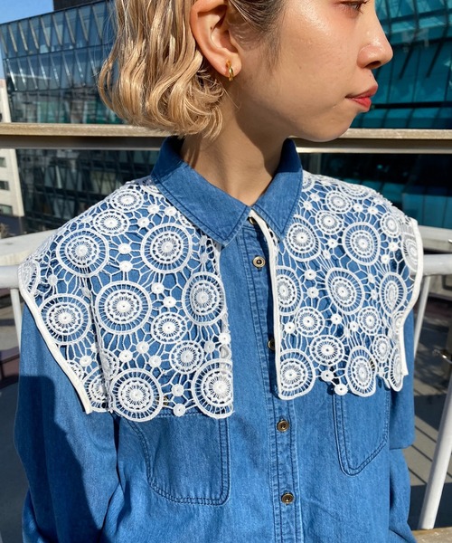 CIAOPANIC（チャオパニック）の「スクエアレース付け襟（付け襟・レディース・ブラック/オフホワイト・ONESIZE）」の10枚目の写真