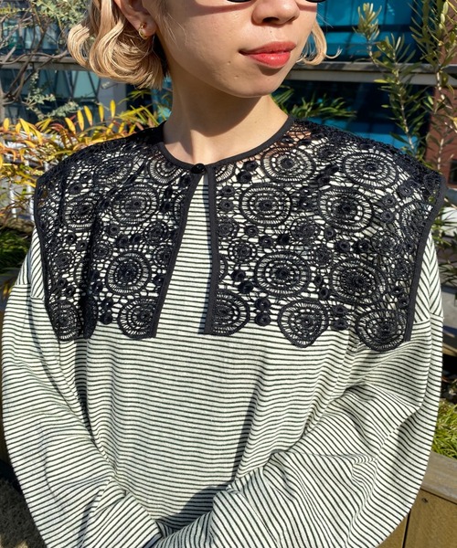 CIAOPANIC（チャオパニック）の「スクエアレース付け襟（付け襟・レディース・ブラック/オフホワイト・ONESIZE）」の14枚目の写真