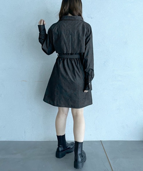 OLIVE des OLIVE(オリーブデオリーブ)の「トレンチミニワンピース(ワンピース・レディース・サックスブルー/ワンウォッシュ/ブラック・FREE)」の6枚目の写真