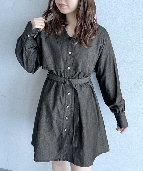 OLIVE des OLIVE(オリーブデオリーブ)の「トレンチミニワンピース(ワンピース・レディース・サックスブルー/ワンウォッシュ/ブラック・FREE)」の7枚目の写真