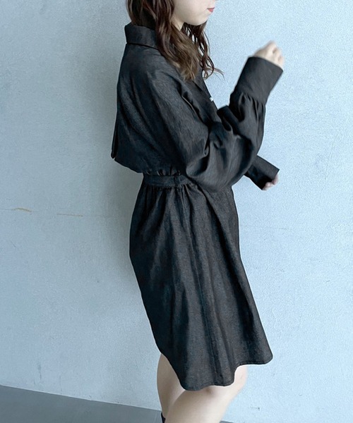 OLIVE des OLIVE(オリーブデオリーブ)の「トレンチミニワンピース(ワンピース・レディース・サックスブルー/ワンウォッシュ/ブラック・FREE)」の8枚目の写真