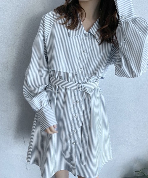 OLIVE des OLIVE(オリーブデオリーブ)の「トレンチミニワンピース(ワンピース・レディース・サックスブルー/ワンウォッシュ/ブラック・FREE)」の12枚目の写真