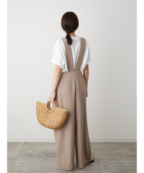 LA PEAU DE GEM（ラポドゥジェム）の「【LA PEAU DE GEM】ハイウエストサスペンダーパンツ（サロペット/オーバーオール・レディース・ブラック/ベージュ・FREE）」の13枚目の写真