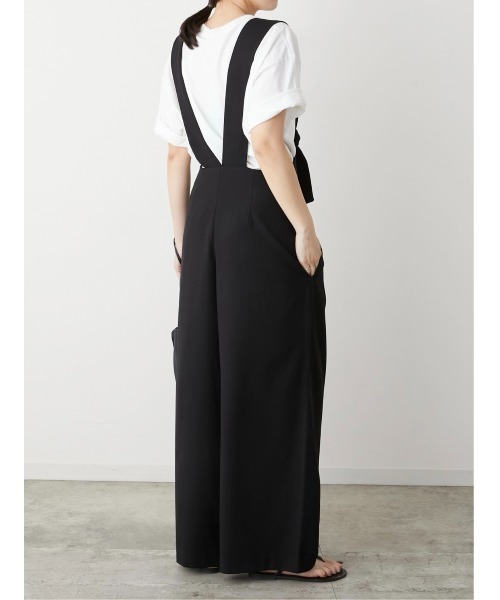 LA PEAU DE GEM（ラポドゥジェム）の「【LA PEAU DE GEM】ハイウエストサスペンダーパンツ（サロペット/オーバーオール・レディース・ブラック/ベージュ・FREE）」の8枚目の写真