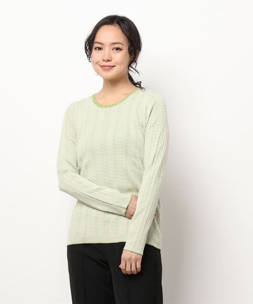 LOWRYS FARM（ローリーズファーム）の「マルチボーダーニットＬＳ　266383（Tシャツ/カットソー・レディース・ブラック/ベージュ/オレンジ/グリーン・FREE）」の20枚目の写真