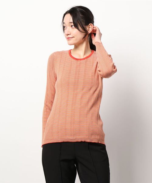 LOWRYS FARM（ローリーズファーム）の「マルチボーダーニットＬＳ　266383（Tシャツ/カットソー・レディース・ブラック/ベージュ/オレンジ/グリーン・FREE）」の21枚目の写真