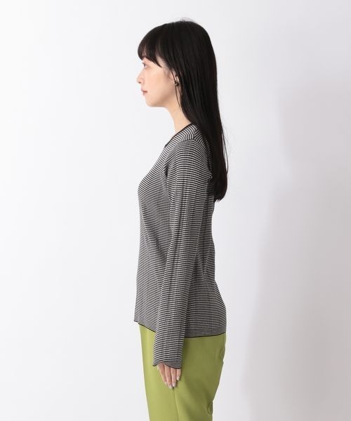 LOWRYS FARM（ローリーズファーム）の「マルチボーダーニットＬＳ　266383（Tシャツ/カットソー・レディース・ブラック/ベージュ/オレンジ/グリーン・FREE）」の10枚目の写真