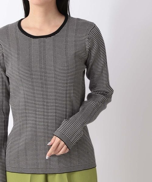 LOWRYS FARM（ローリーズファーム）の「マルチボーダーニットＬＳ　266383（Tシャツ/カットソー・レディース・ブラック/ベージュ/オレンジ/グリーン・FREE）」の13枚目の写真