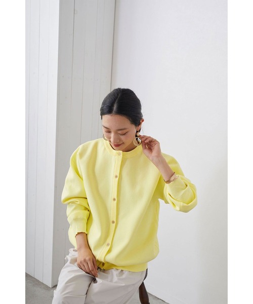 NICOLE white（ニコルホワイト）の「ダンボールニット カーブスリーブカーディガン（カーディガン/ボレロ・レディース・グレー/オフホワイト/イエロー/グリーン・FREE）」の4枚目の写真