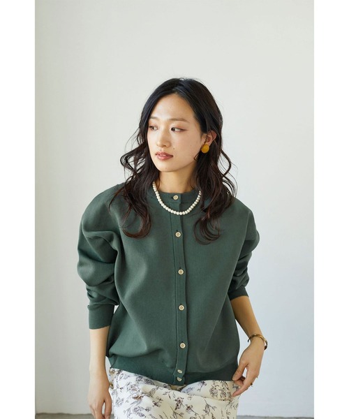 NICOLE white（ニコルホワイト）の「ダンボールニット カーブスリーブカーディガン（カーディガン/ボレロ・レディース・グレー/オフホワイト/イエロー/グリーン・FREE）」の3枚目の写真