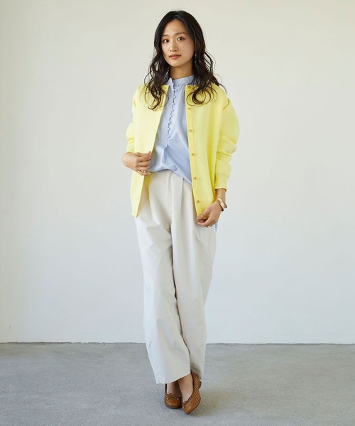 NICOLE white（ニコルホワイト）の「ダンボールニット カーブスリーブカーディガン（カーディガン/ボレロ・レディース・グレー/オフホワイト/イエロー/グリーン・FREE）」の11枚目の写真