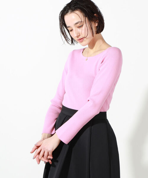 NOLLEY’S Sophi（ノーリーズソフィ）の「リブロングスリーブプルオーバーニット（ニット/セーター・レディース・ブラック/クリーム/ベビーピンク/ホワイト・36/38）」の4枚目の写真