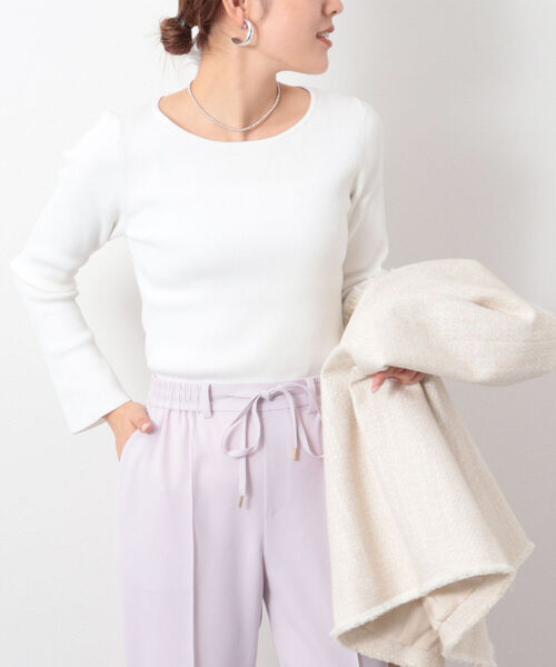 NOLLEY’S Sophi（ノーリーズソフィ）の「リブロングスリーブプルオーバーニット（ニット/セーター・レディース・ブラック/クリーム/ベビーピンク/ホワイト・36/38）」の2枚目の写真