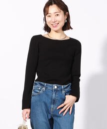 リブロングスリーブプルオーバーニット