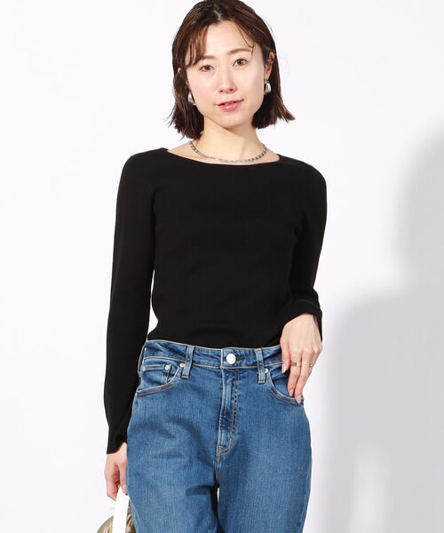 NOLLEY’S Sophi（ノーリーズソフィ）の「リブロングスリーブプルオーバーニット（ニット/セーター・レディース・ブラック/クリーム/ベビーピンク/ホワイト・36/38）」の5枚目の写真