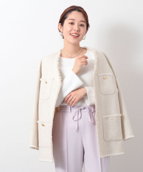 NOLLEY’S Sophi（ノーリーズソフィ）の「リブロングスリーブプルオーバーニット（ニット/セーター・レディース・ブラック/クリーム/ベビーピンク/ホワイト・36/38）」の10枚目の写真