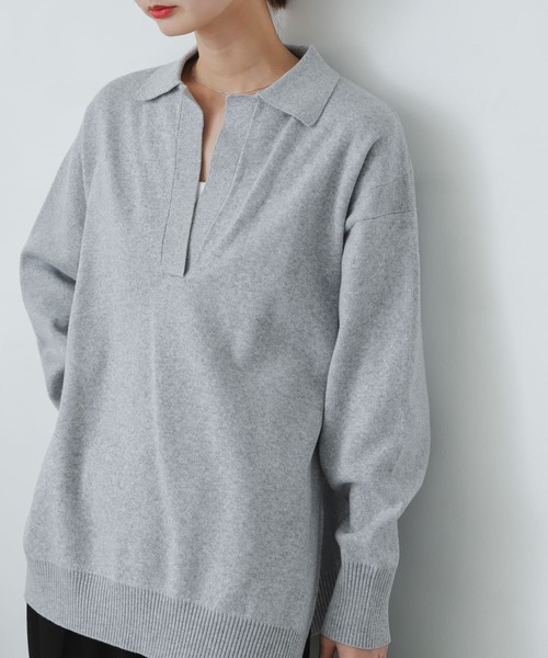 SENSE OF PLACE by URBAN RESEARCH（センスオブプレイスバイアーバンリサーチ）の「スキッパールーズセーター（ニット/セーター・レディース・グリーン/ライトグレー/ライトベージュ・ONE）」の6枚目の写真